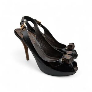 Louis Vuitton Saint Honore Brown Slingback Heels Shoes  Sz 39 US 8.5